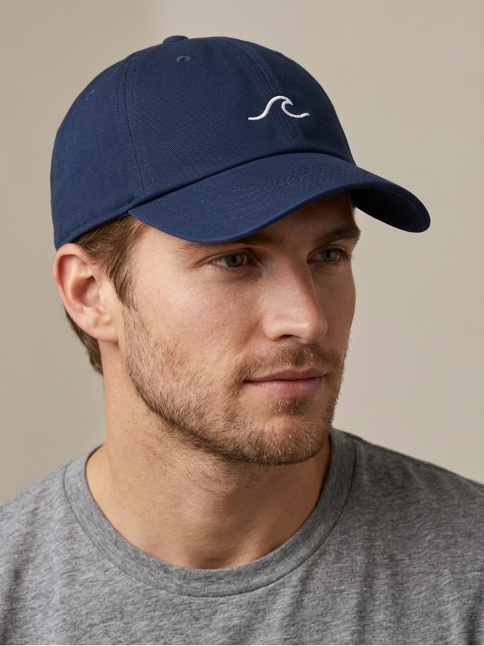 🌊 Navy Wave Embroidered Dad Hat Minimal Coastal Adjustable Cap Unisex Aesthetic